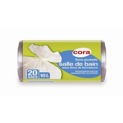 Cora Sacs poubelle 10L salle de bains, 20 sacs de 10L