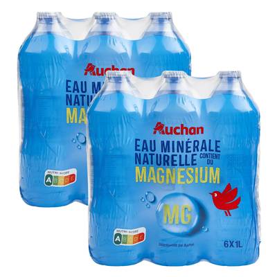 Auchan Eau minérale naturelle, Lot de 2 packs de 6x1L