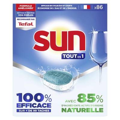 Sun Tablette Lave Vaisselle Tout en 1 Naturelle, 86 tablettes
