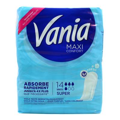 Vania Serviettes hygiéniques maxi fresh flux super, 14 pièces