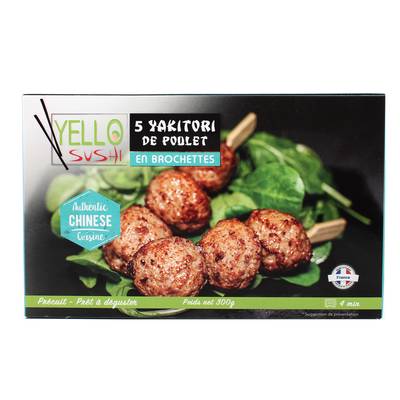 Yello Sushi Yakitori de poulet en brochettes, 5 brochettes - 300g