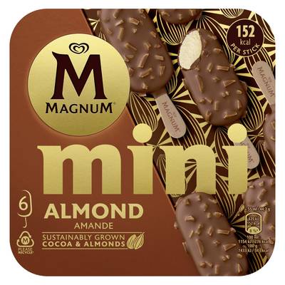 Magnum Mini Mini Bâtonnets Amande, 6 bâtonnets - 266g