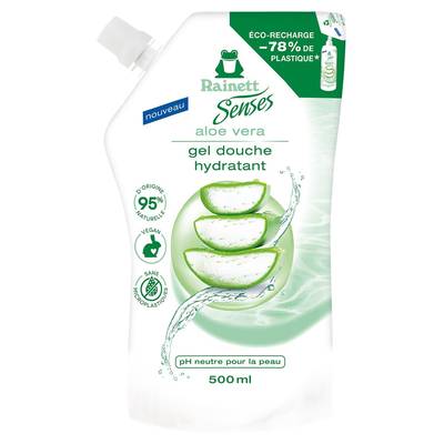 Rainett Gel douche Hydratant Aloe Vera Bio recharge, 500ml