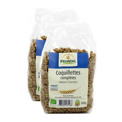 Priméal Coquillettes complètes bio, Lot de 2x500g