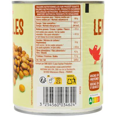 3254560034624 - Auchan - Lentilles préparées