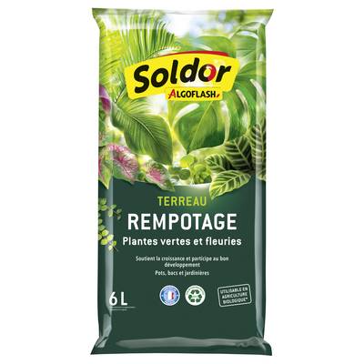 Algoflash Terreau Rempotage, Plantes Vertes et Plantes Fleuries, 6L