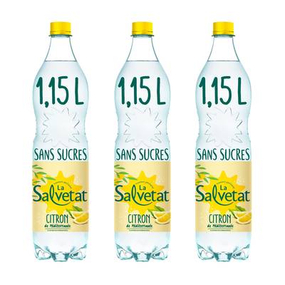 Salvetat Eau gazeuse aromatisée citron, 3x1,15L