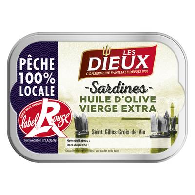 Trésor des Dieux Sardines à l'Huile d'Olive Vierge Extra Label Rouge, 115g