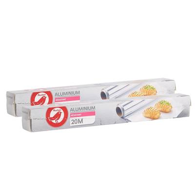 Auchan Papier aluminium résistant 20m, Lot de 2x1 rouleau