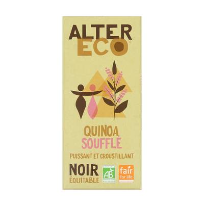 Alter Eco - Commerce Equitable Chocolat noir Quinoa Soufflé 60% Cacao Bio du Pérou, 100g