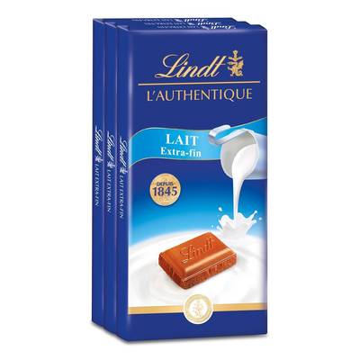 Lindt Chocolat maître chocolatier lait extra fin, 3x100g