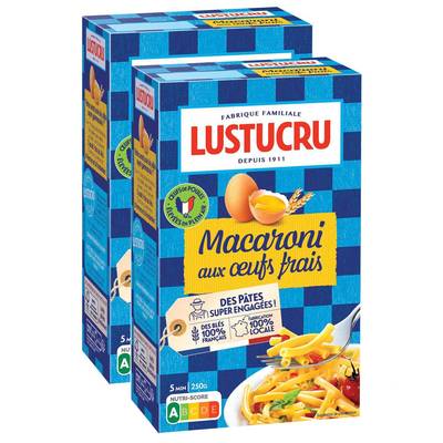 Lustucru Pâtes Macaroni courts aux Oeufs Frais, Lot de 3x250g