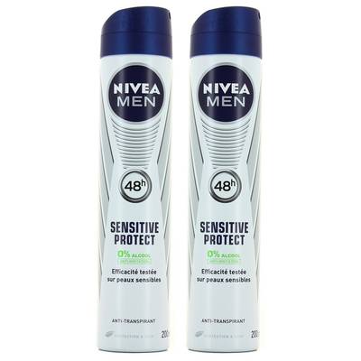 Nivea Men Déodorant spray 48h sensitive protect, Lot de 2x200ml