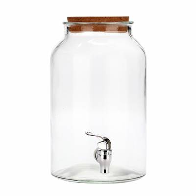 Point virgule Distributeur de boisson rond avec bouchon de liège et robinet en plastique 5.6L, 1 pièce