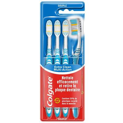 Colgate Brosses à dents multi-action Souple extra clean, 4 brosse à dents