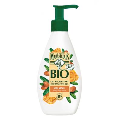 Le Petit Marseillais Lait corps nourrissant Bio - Miel Argan - Hydratation 48H, 250ml