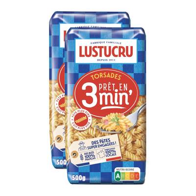 Lustucru Pâtes Torsettes Cuisson Rapide, Lot de 2x500g