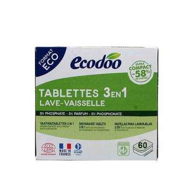 Ecodoo Tablette lave-vaisselle 3en1 Format Familial ECO, 60x12g