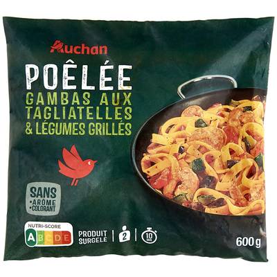 Auchan Poêlée de gambas tagliatelles et légumes grillés, 600g