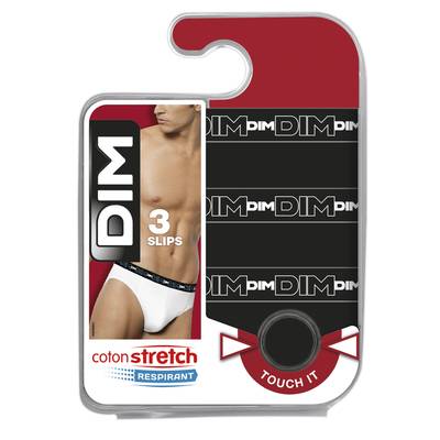 Dim Slips Coton Strech Noirs, Taille 6 3 slips