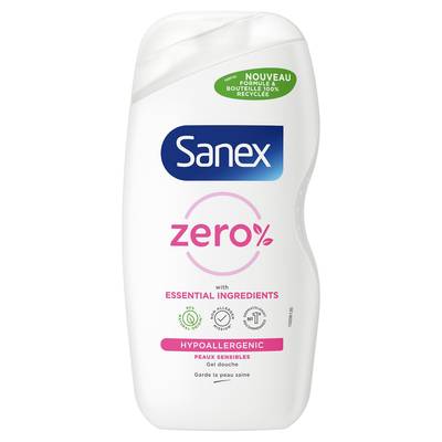 Sanex Gel douche Zéro 0% Essentials Peaux sensibles, 475ml