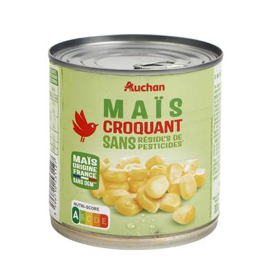 Auchan Maïs croquant sans résidu de pesticides sans OGM, 285g