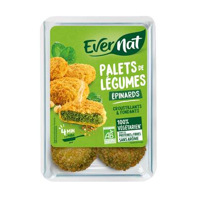 Evernat Palet de légumes épinard bio x4, 180g