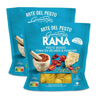 Giovanni Rana Raviolis Frais Pesto Rosso, Tomates Séchées & Pignons, Lot de 2x250g