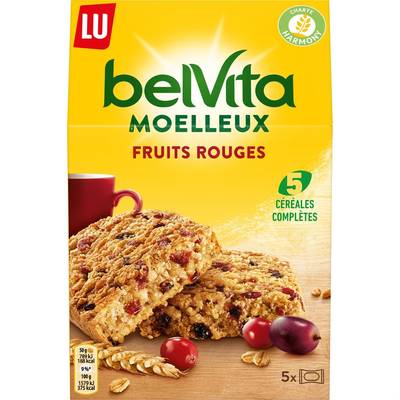 Lu Belvita petit déjeuner le moelleux fruits rouges, 250g