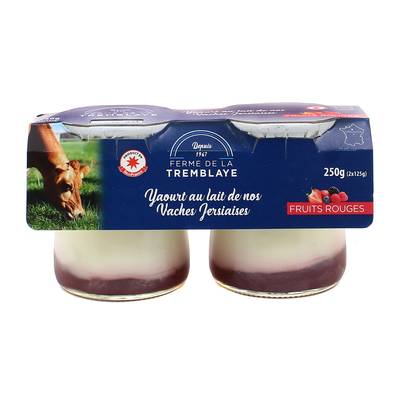 La Ferme de la Tremblaye Yaourt fermier Fruits rouges au lait de vache Jersiaise, 2x125g