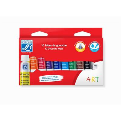 Lefranc & Bourgeois Tubes de gouache couleurs primaire 10x10ml, 10  tubes