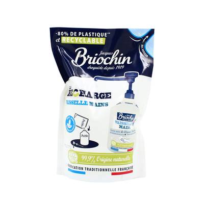 Briochin Recharge liquide vaisselle et main au savon noir et aux l'algues marine Ecocert, 500ml