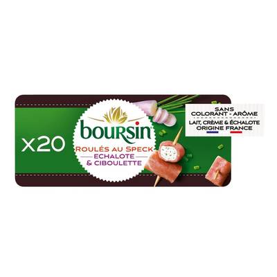 Boursin Fromage Apéritif au Speck Echalotte et Ciboulette100g, 20 roulés