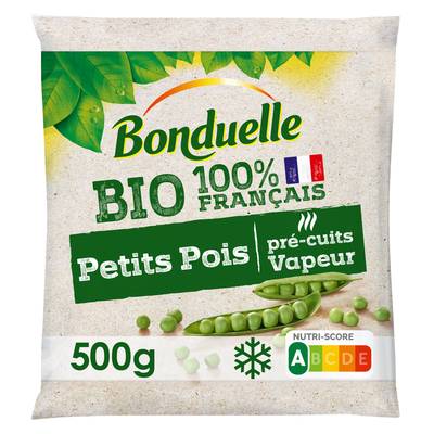 Bonduelle Petis pois Bio 100% Français pré-cuits vapeur, Sachet de 500g