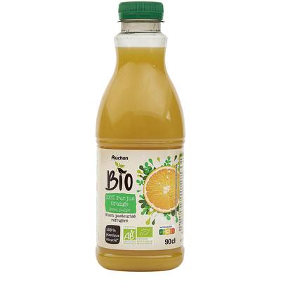 Auchan BIO 100% Pur Jus d'Orange Bio Avec Pulpe, 90cl