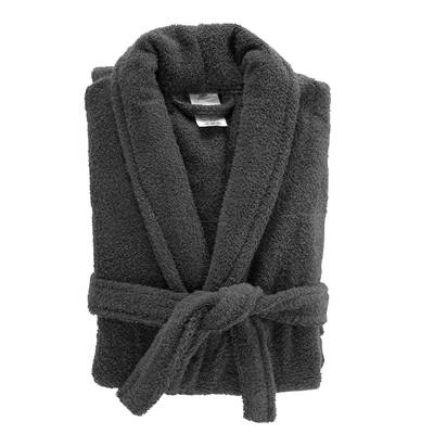 Douceur D Interieur Peignoir éponge col anthracite, 1 peignoir Taille unique