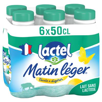 Matin Léger de Lactel Lait écrémé, 6x50cl