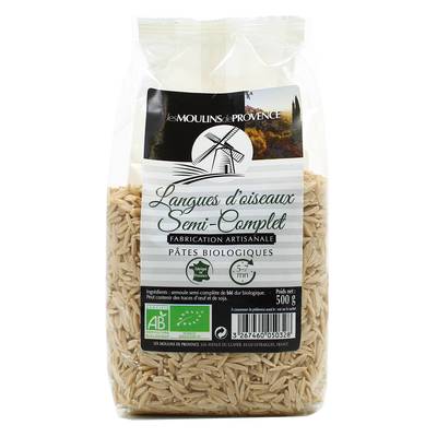 Les Moulins De Provence Langue d'oiseau semi complète Bio, orzo, 500G