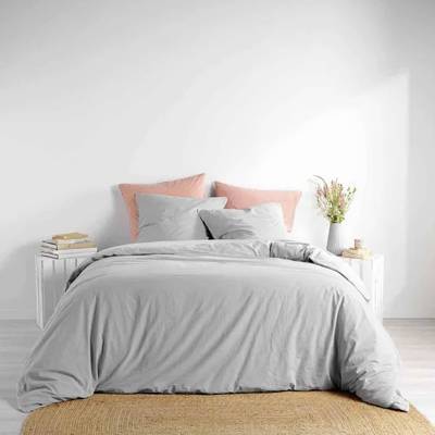 Douceur D Interieur Parure De Lit Coton Lavé Linette Gris, 260 x 240 cm