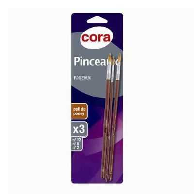 Cora Pinceaux n°2 / 8 / 12, 3  pinceaux