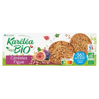 Karéléa Biscuits Céréales Figues Bio -56% de Sucres en moins, 150g