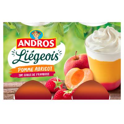 Andros Liégeois Pomme Abricot sur coulis de Framboise, 4x100g