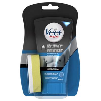 Veet Men Crème dépilatoire sous la douche pour homme, 150ml