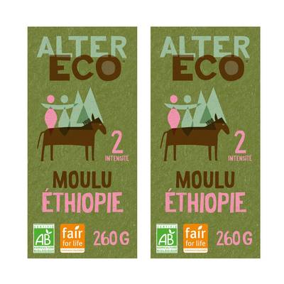 Alter Eco - Commerce Equitable Café moulu Arabica Bio d'Ethiopie, Lot de 2x260g