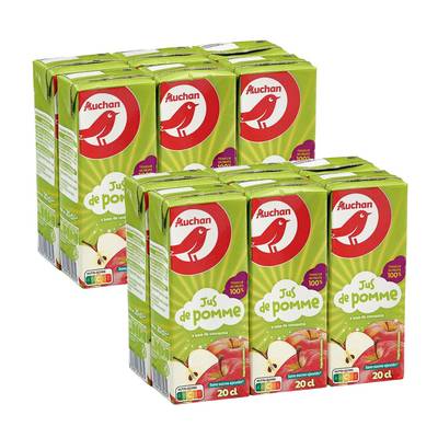Auchan Jus de pomme à base de concentré, Lot de 2 packs de 6x20cl