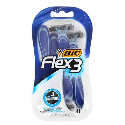 Bic Rasoir 3 lames mobiles Flex3, 4 pièces
