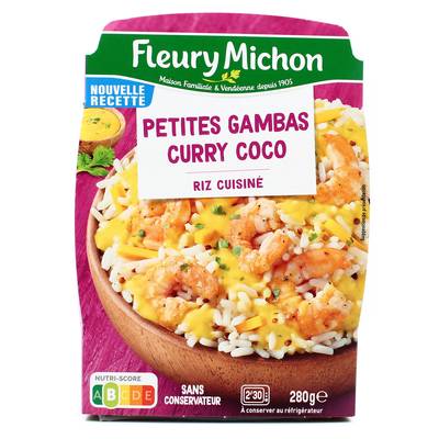 Fleury Michon Petites Gambas Curry Coco et Riz Cuisiné, 280g