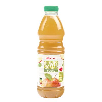 Auchan Pur jus de pomme douce sans sucres ajoutés, 1L