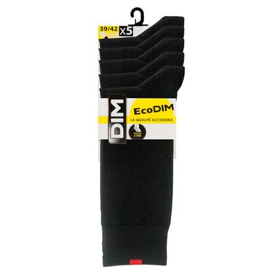 Dim 5 paires de mi-chaussettes noires EcoDim, Taille 43/46