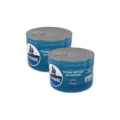 Petit Navire Thon Entier au Naturel Albacore, Lot de 2x280g